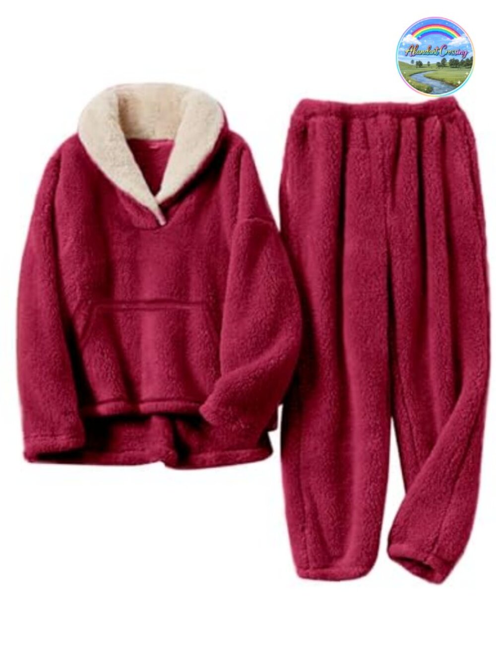 Fleece Flannel Pajama Set Fuzzy Warm Winter Sleepwear Lounge Set